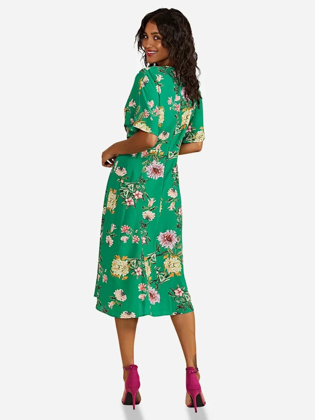 Платье миди с принтом Kimono Midi Yumi — изображение 3 из 5, зеленый