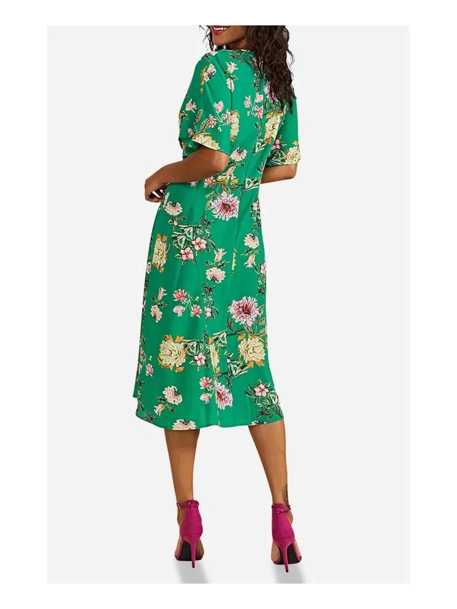 Платье миди с принтом Kimono Midi Yumi — изображение 5 из 5, зеленый