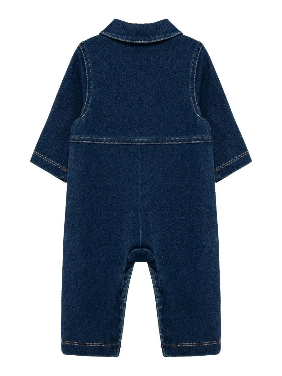 Комбинезон джинсовый с длинным рукавом Construction Denim Little Me — изображение 2 из 6, джинсовый синий
