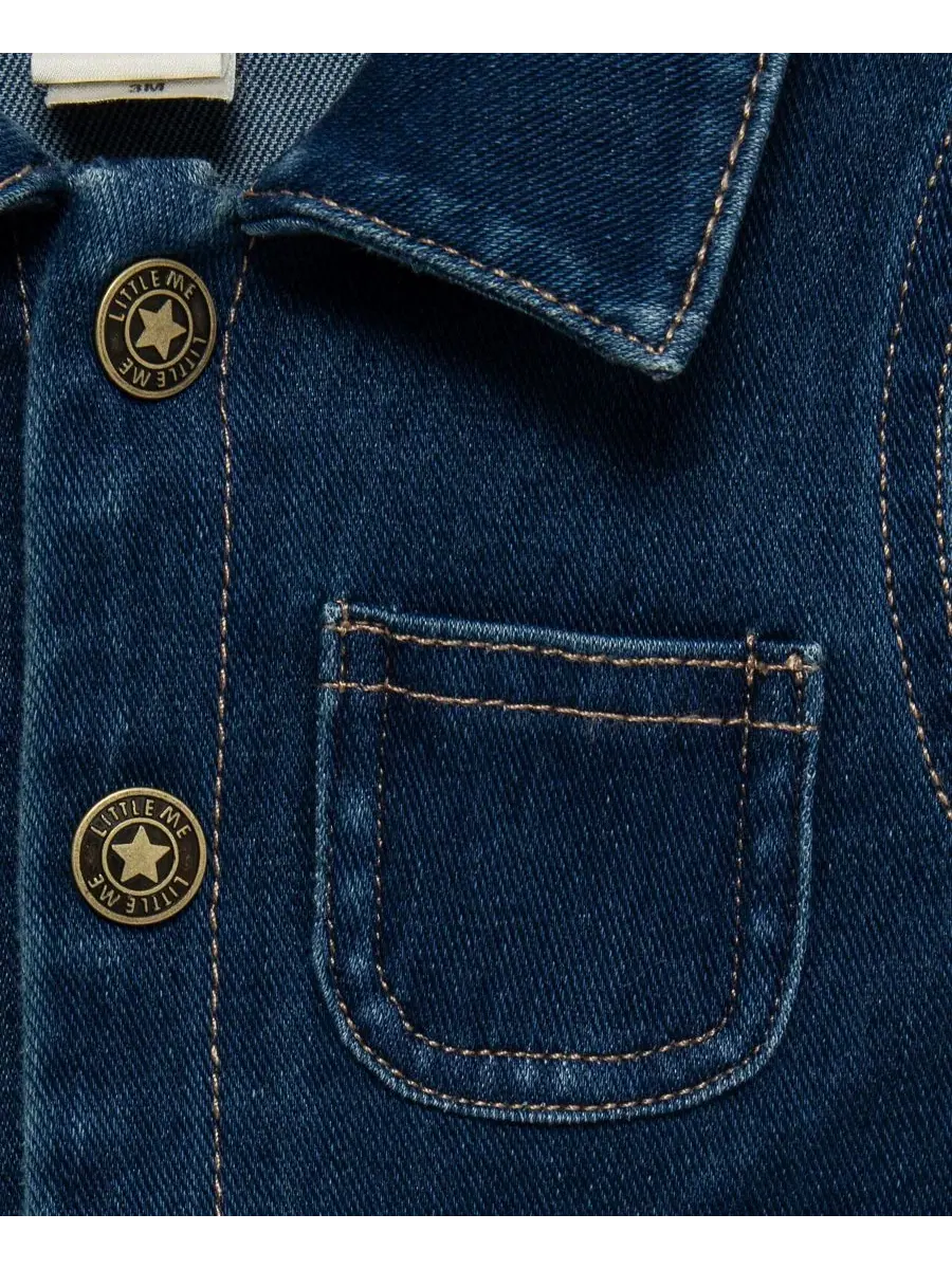 Комбинезон джинсовый с длинным рукавом Construction Denim Little Me — изображение 4 из 6, джинсовый синий