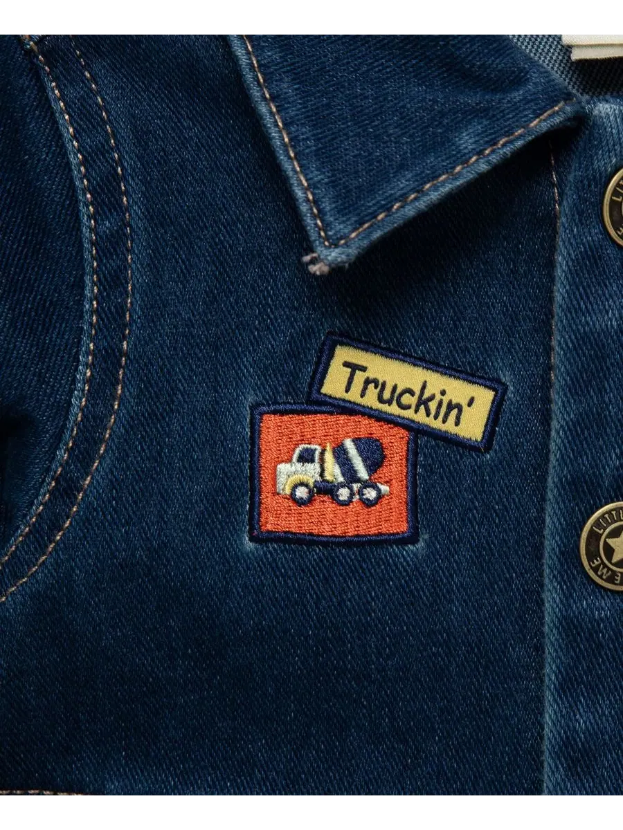 Комбинезон джинсовый с длинным рукавом Construction Denim Little Me — изображение 5 из 6, джинсовый синий