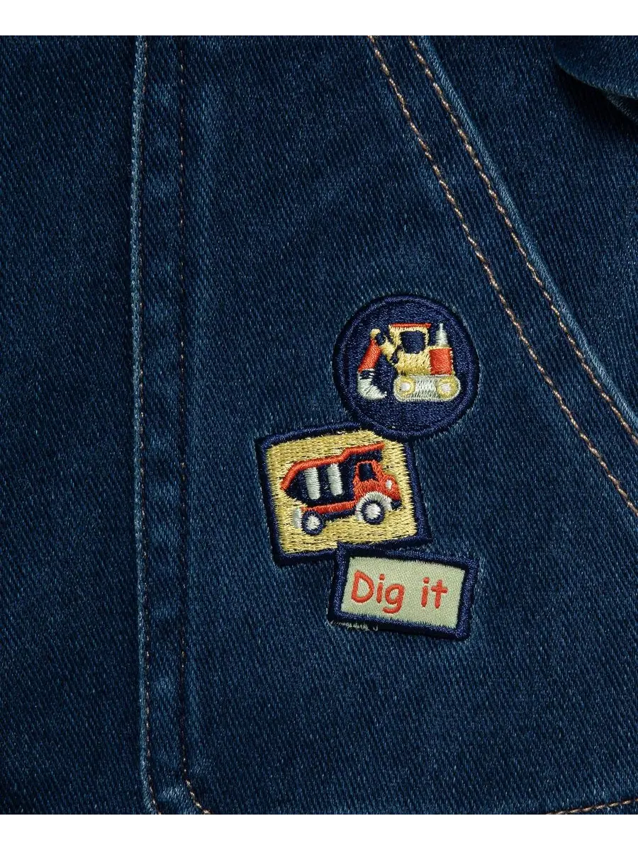 Комбинезон джинсовый с длинным рукавом Construction Denim Little Me — изображение 6 из 6, джинсовый синий