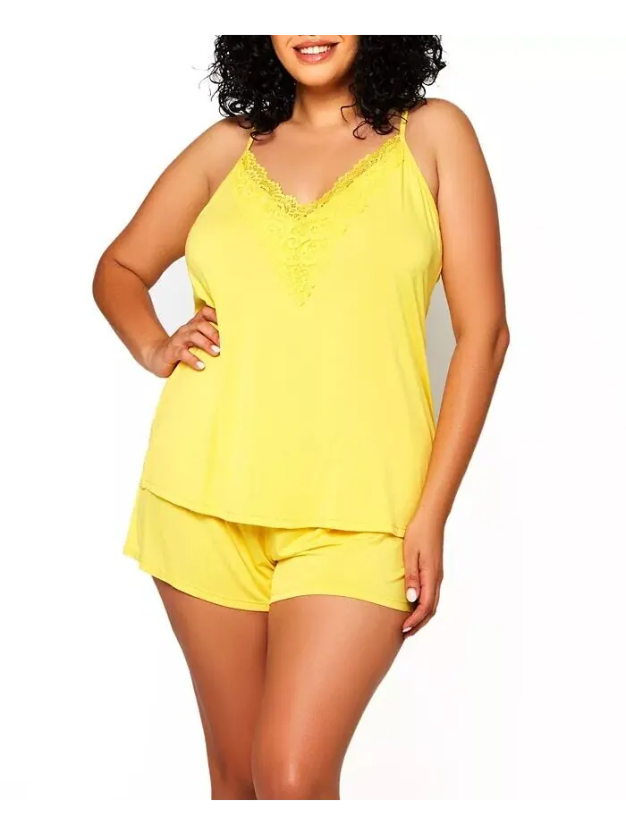 Женский комплект Zennie Modal и Lace Plus Size из 2 предметов: топ на бретельках и шорты iCollection — изображение 1 из 2