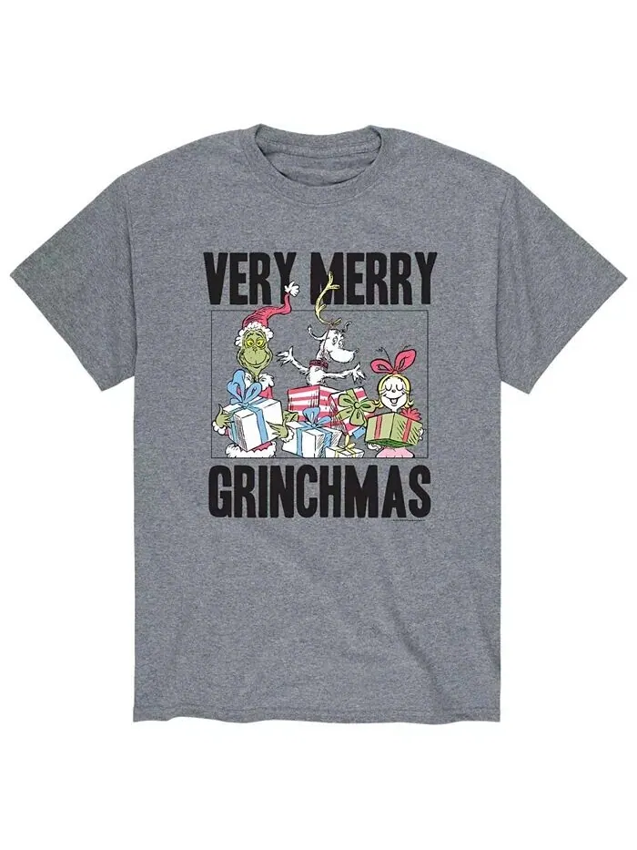 Мужская футболка Dr. Seuss The Grinch Very Merry Grinchmas AIRWAVES — изображение 1 из 2, серый