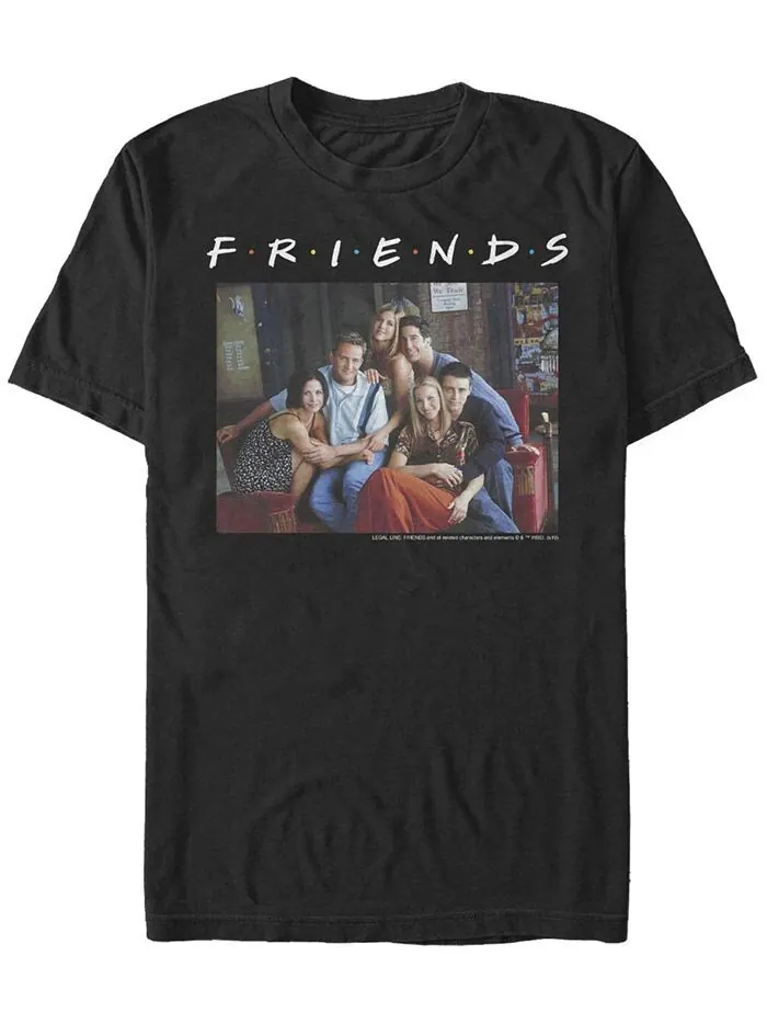 Мужская футболка с короткими рукавами и групповым портретом Central Perk Couch Friends Fifth Sun — изображение 1 из 1, черный