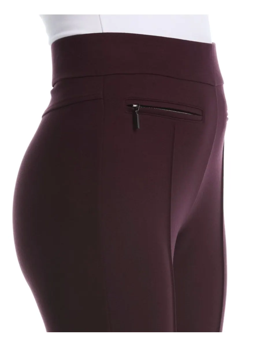 Брюки Petite Ponte Slim Leg Rafaella — изображение 2 из 4, винтажный винный