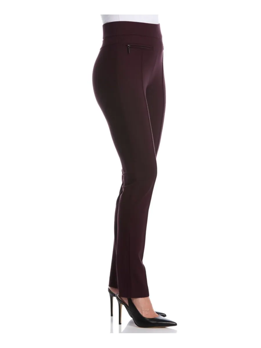 Брюки Petite Ponte Slim Leg Rafaella — изображение 3 из 4, винтажный винный