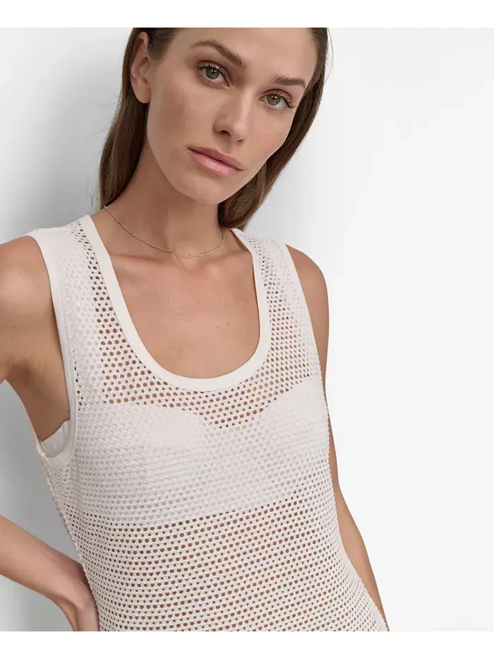 Женское сетчатое макси-платье, купальный костюм DKNY — изображение 5 из 5, белый
