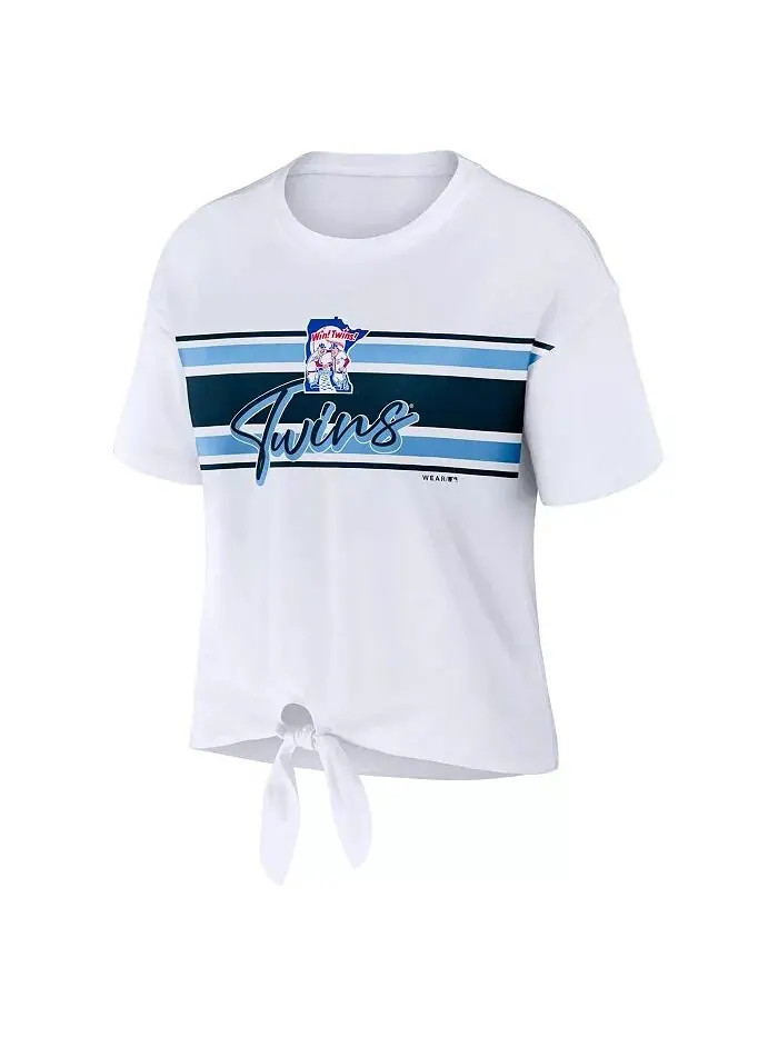 Женская белая футболка Minnesota Twins с завязкой спереди WEAR by Erin Andrews — изображение 3 из 3