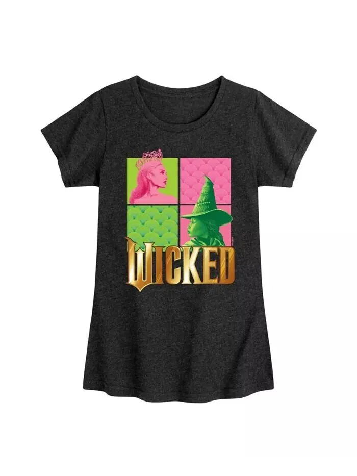 Футболка с рисунком Elphaba Glinda для девочек Wicked — черный