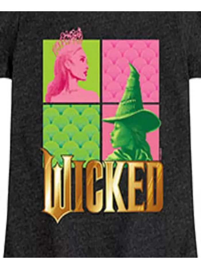 Футболка с рисунком Elphaba Glinda для девочек Wicked — изображение 3 из 3, черный