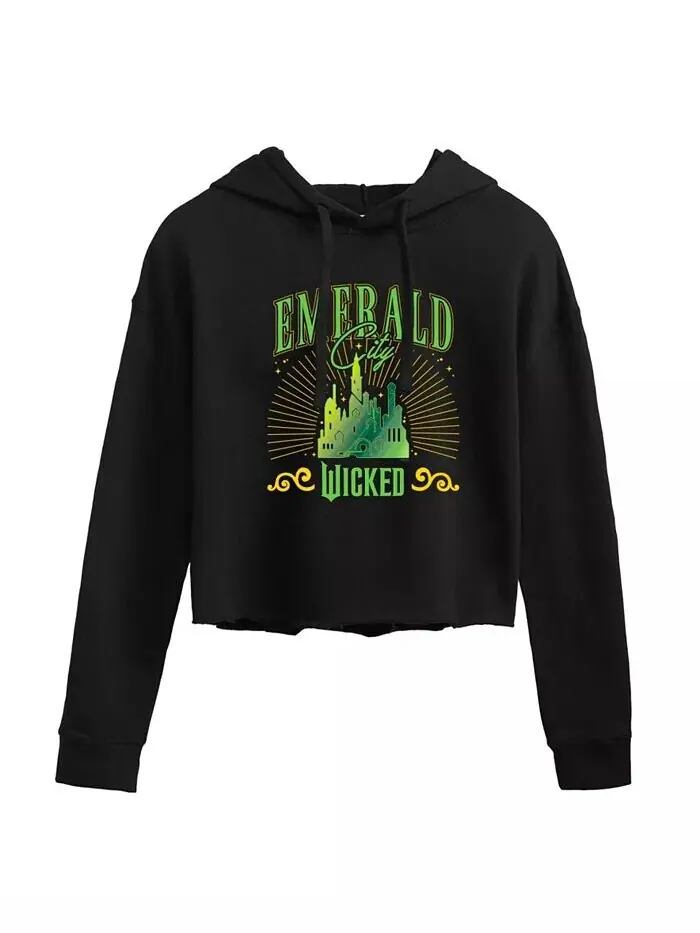 Укороченная толстовка с капюшоном Trendy Juniors Wicked Emerald City Graphic Hybrid Apparel — изображение 1 из 3, черный