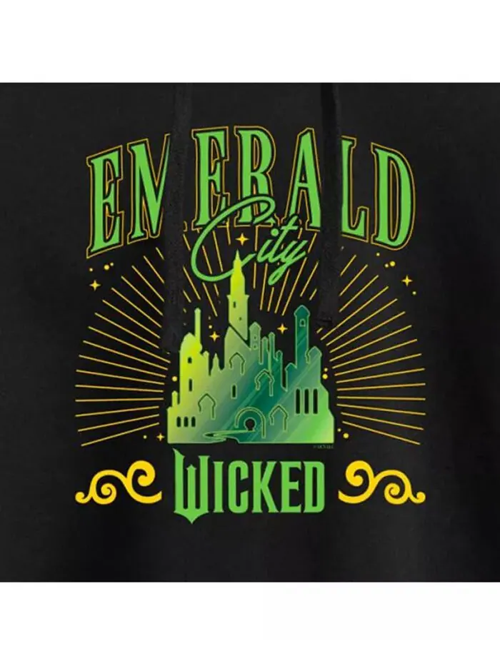 Укороченная толстовка с капюшоном Trendy Juniors Wicked Emerald City Graphic Hybrid Apparel — изображение 3 из 3, черный