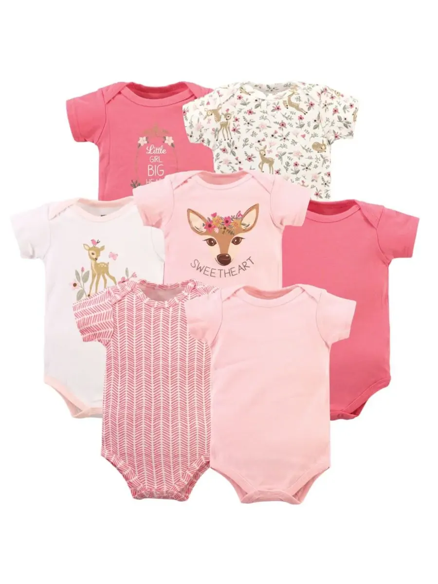 Хлопковые боди, набор из 7 штук Hudson Baby, Floral Deer