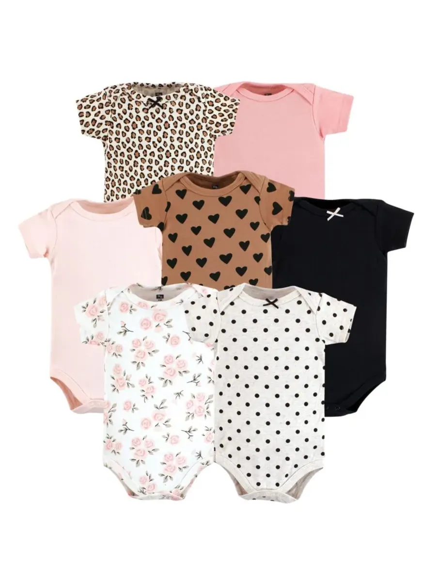 Хлопковые боди, набор из 7 штук Hudson Baby, cinnamon розовый prints — изображение 1 из 9