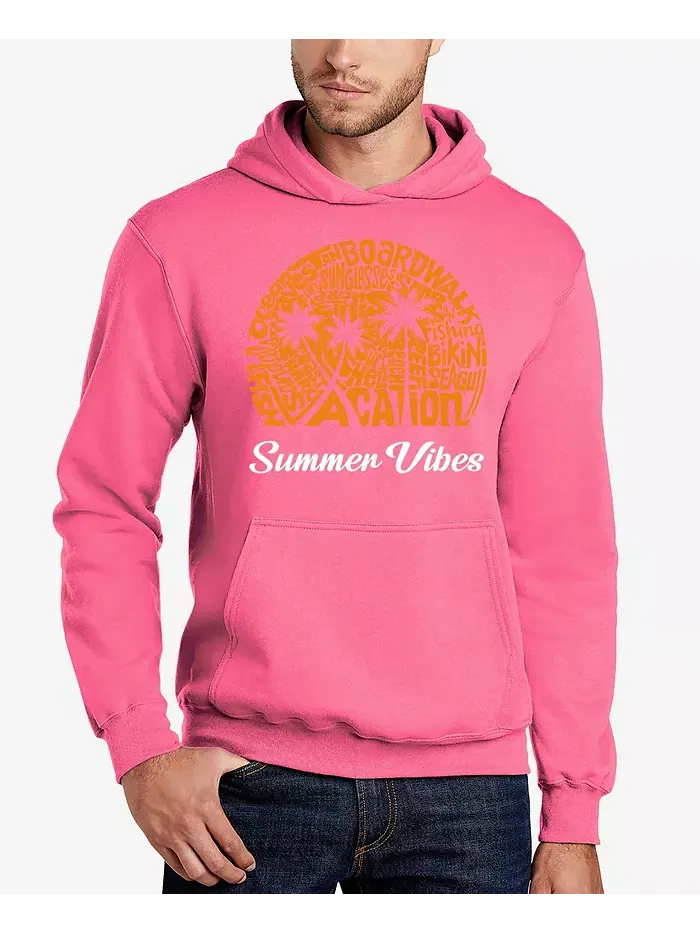 Мужская худи с капюшоном Summer Vibes и принтом в стиле word art LA Pop Art — изображение 1 из 5, розовый