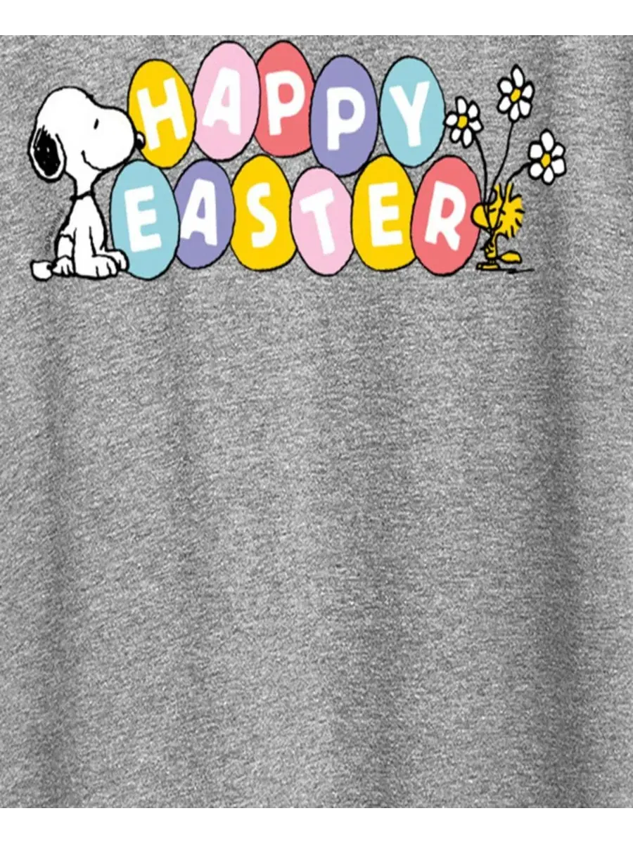 Футболка с круглым вырезом и графическим принтом "Peanuts Happy Easter" для полных женщин Hybrid — изображение 2 из 3, серый