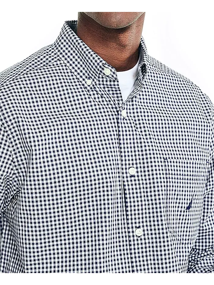Мужская классическая рубашка на пуговицах в клетку Gingham Nautica — изображение 3 из 4, темно-синий
