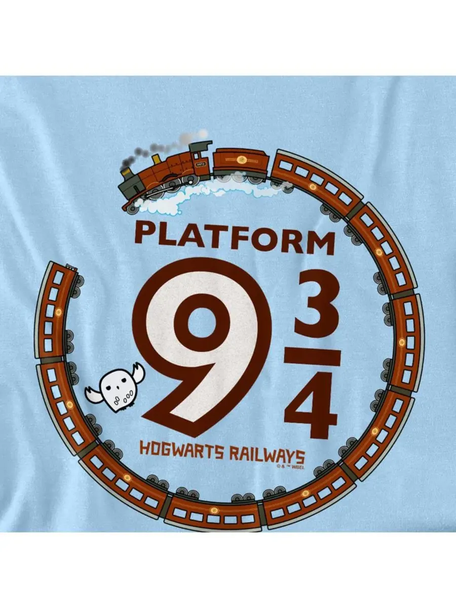 Мужская футболка «Платформа 9, железная дорога Хогвартса» (34) Harry Potter — изображение 2 из 3, светлый синий