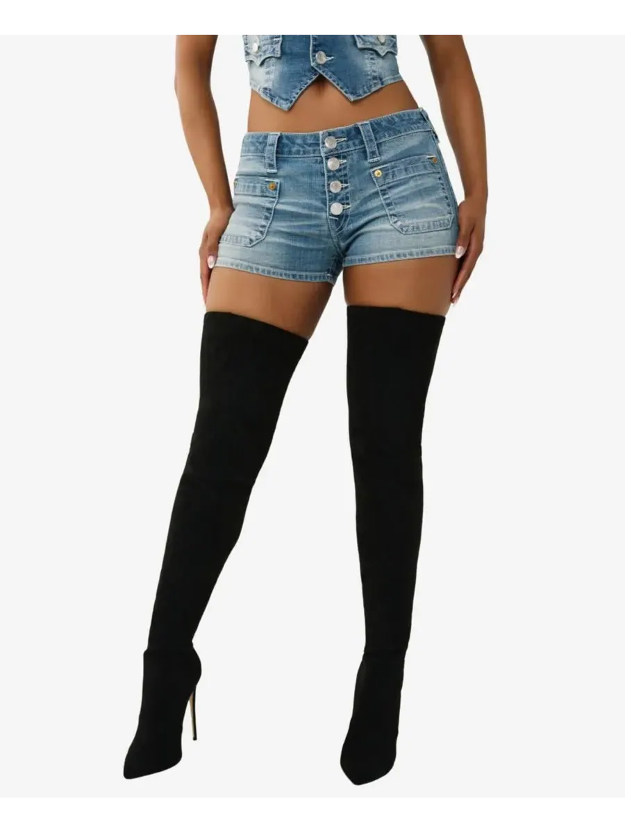 Женские джинсовые шорты с передним карманом и клапаном True Religion