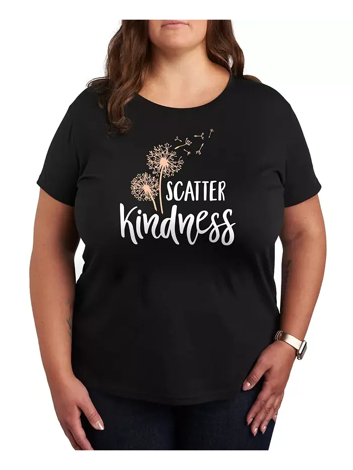 Трендовая футболка размера плюс с принтом Scatter Kindess с круглым вырезом Hybrid Apparel — изображение 1 из 3, черный