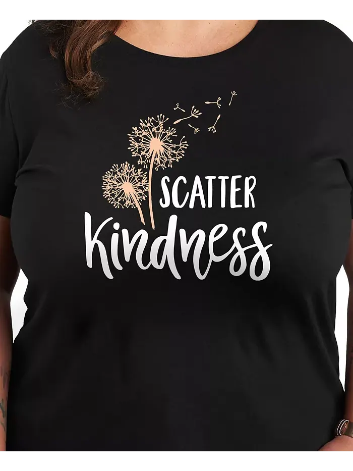 Трендовая футболка размера плюс с принтом Scatter Kindess с круглым вырезом Hybrid Apparel — изображение 3 из 3, черный