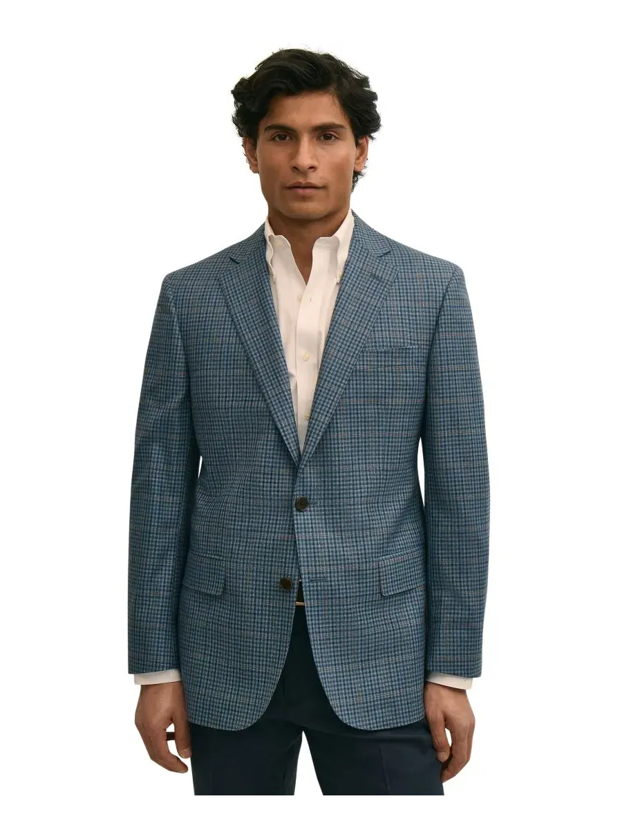 Классический клетчатый пиджак Brooks Brothers из эластичной ткани для мужчин — изображение 1 из 5, синий
