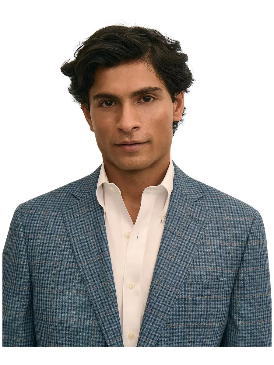 Классический клетчатый пиджак Brooks Brothers из эластичной ткани для мужчин — изображение 3 из 5, синий