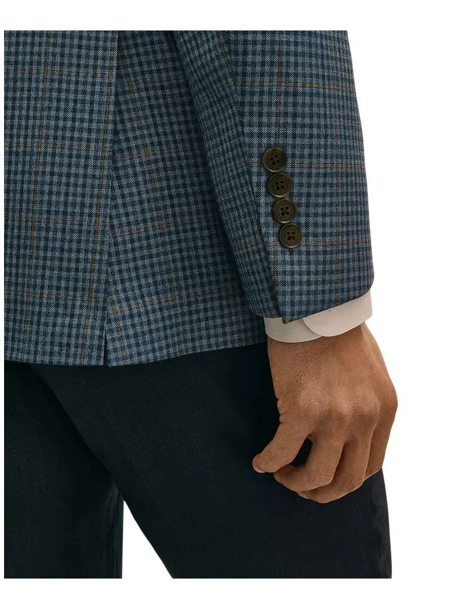 Классический клетчатый пиджак Brooks Brothers из эластичной ткани для мужчин — изображение 4 из 5, синий