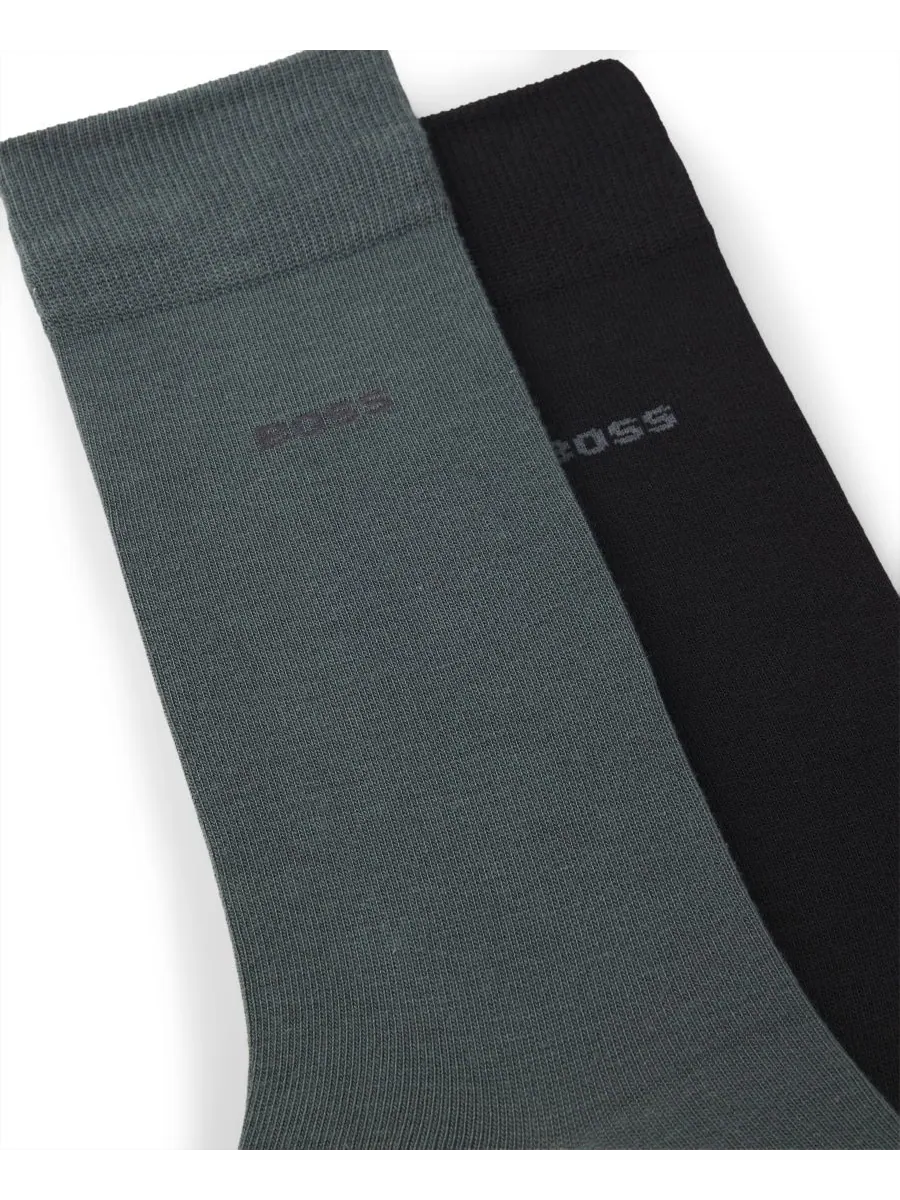 Мужские однотонные носки средней длины, комплект из 2 пар Hugo Boss — изображение 2 из 3, черный/серый