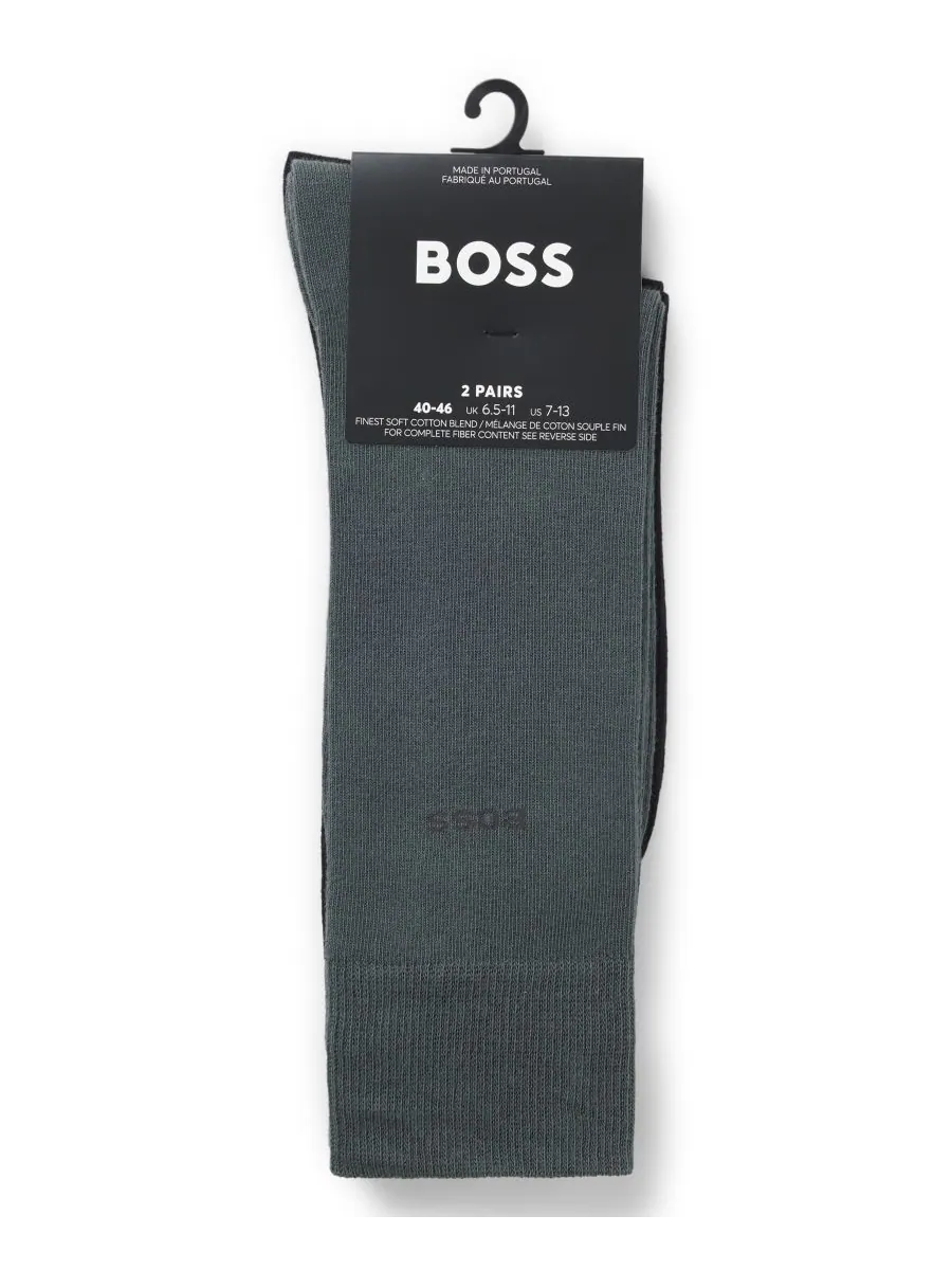 Мужские однотонные носки средней длины, комплект из 2 пар Hugo Boss — изображение 3 из 3, черный/серый