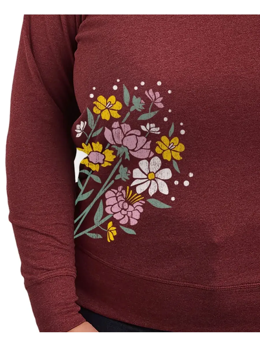 Футболка-пуловер большого размера с принтом весенних цветов Hybrid Apparel — изображение 3 из 3, красный