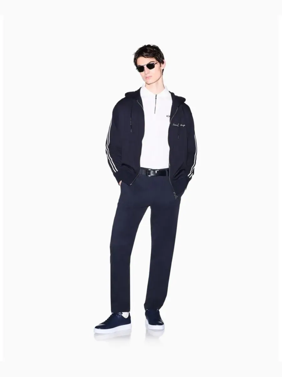 Мужская рубашка-поло с коротким рукавом и застежкой-молнией A|X Armani Exchange — изображение 3 из 5, белый