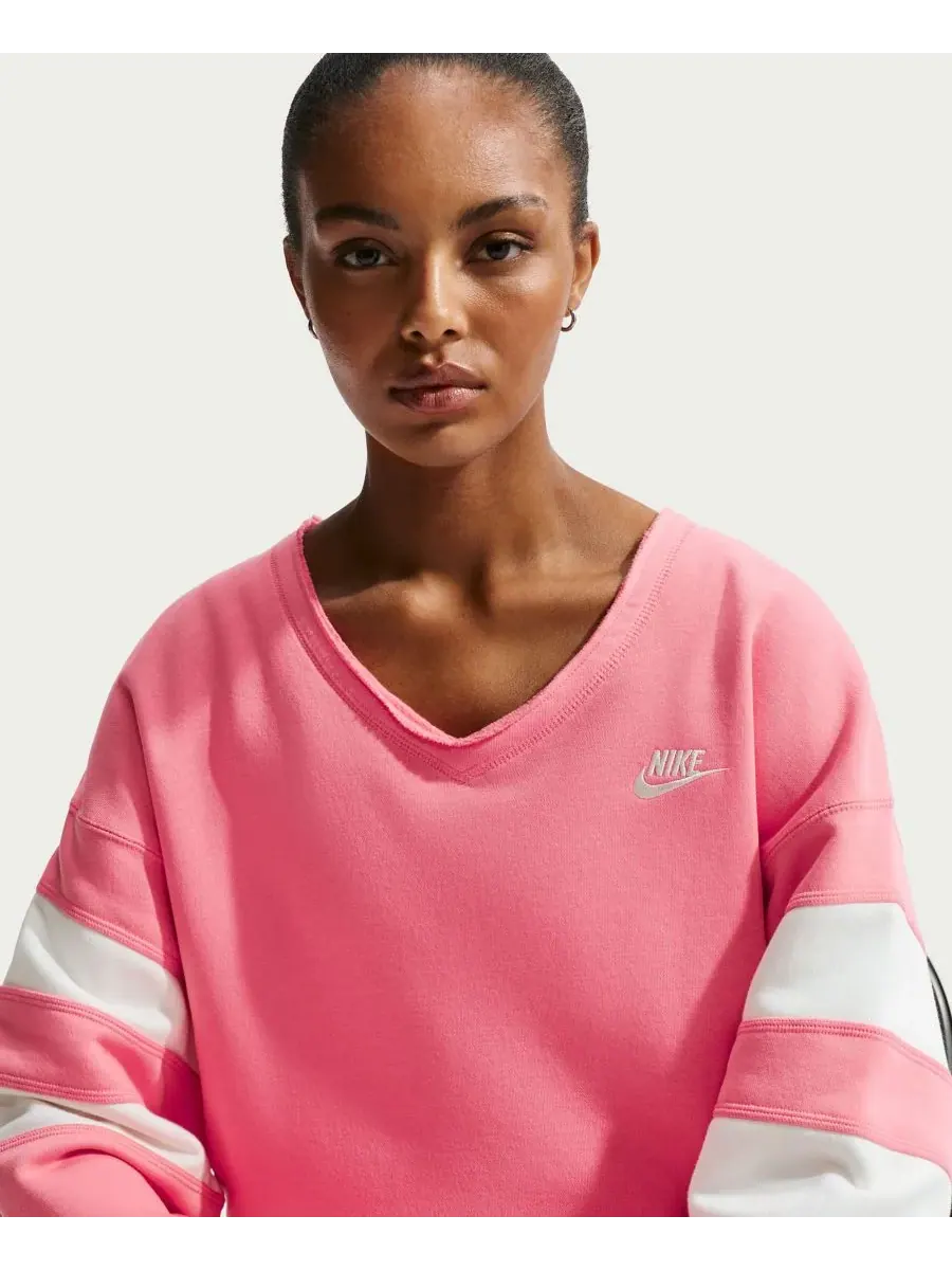 Женская флисовая толстовка Sportswear Club с V-образным вырезом свободного кроя Nike — изображение 2 из 5, синий