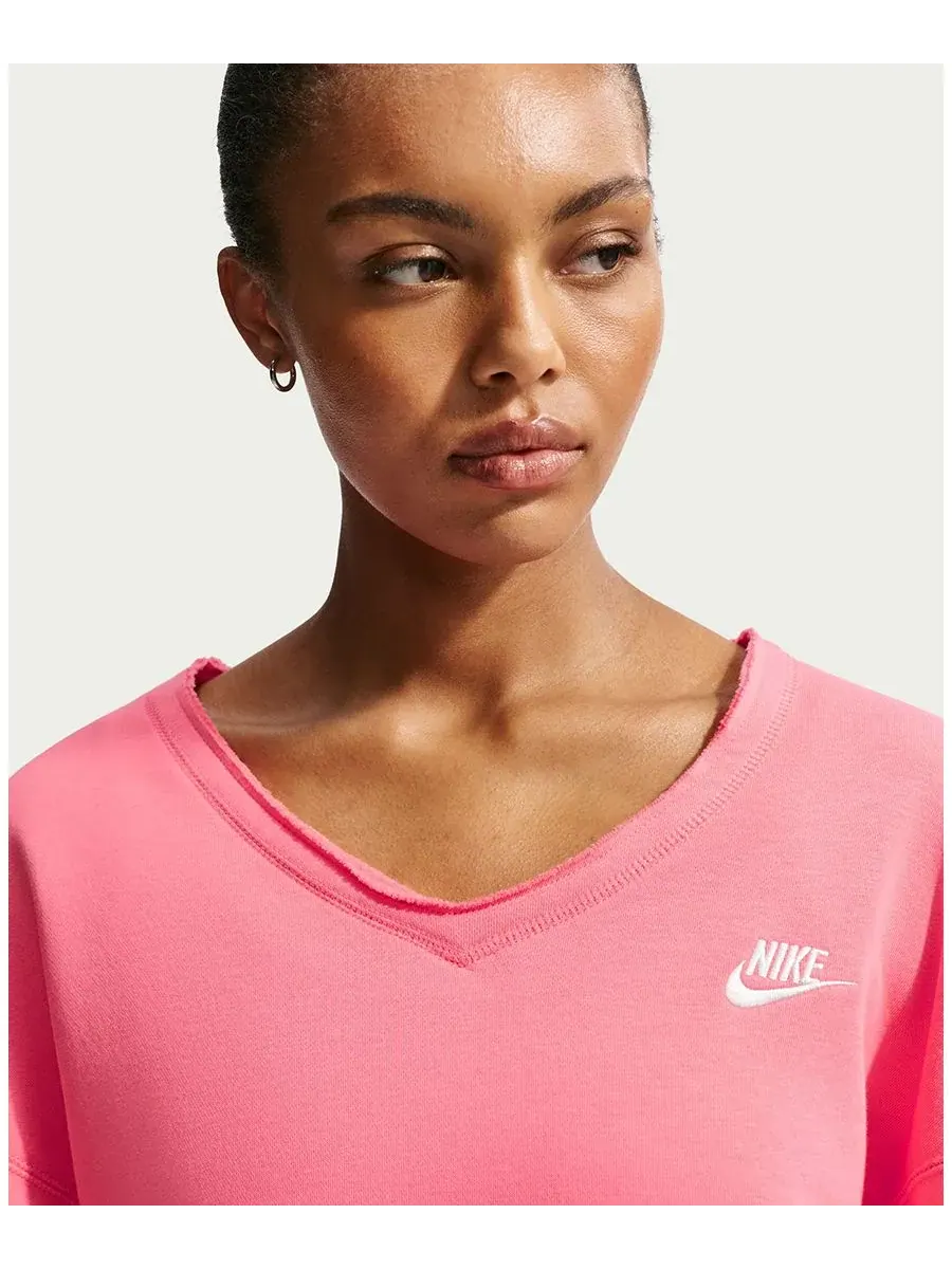 Женская флисовая толстовка Sportswear Club с V-образным вырезом свободного кроя Nike — изображение 3 из 5, синий