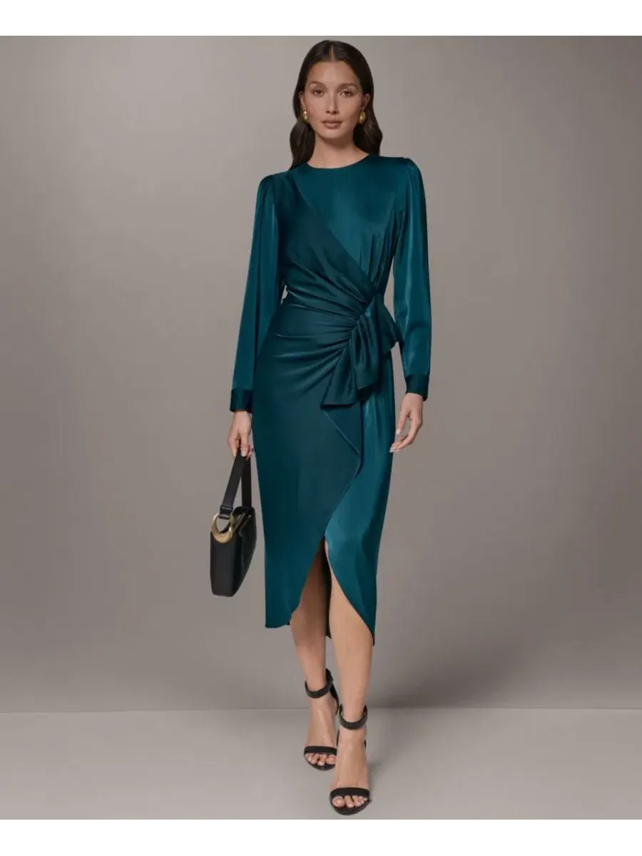 Платье-миди с запахом и оборкой Donna Karan New York — изображение 1 из 5, неизвестный принт