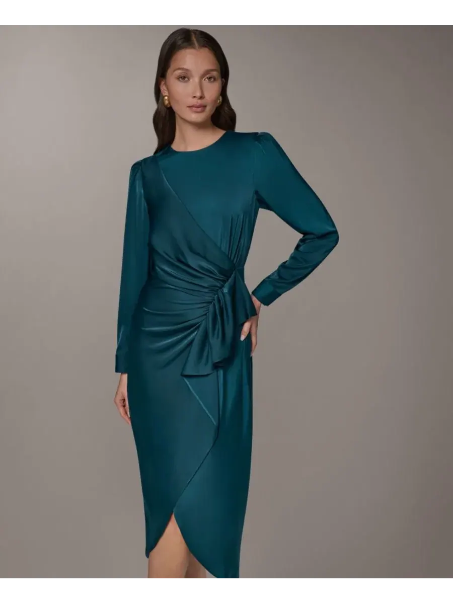Платье-миди с запахом и оборкой Donna Karan New York — изображение 2 из 5, неизвестный принт