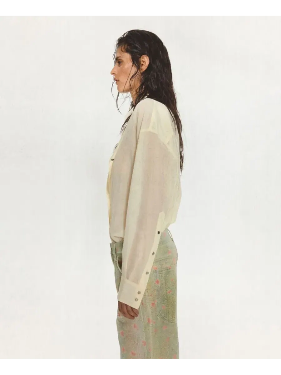 Прозрачная рубашка на пуговицах с поясом Eckhaus Latta x Mango MANGO — изображение 4 из 9, белый