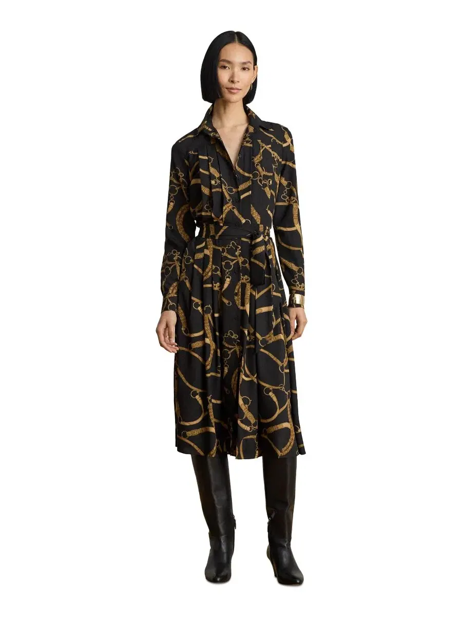 Платье-рубашка с поясом Belting Print Pleated Lauren Ralph Lauren