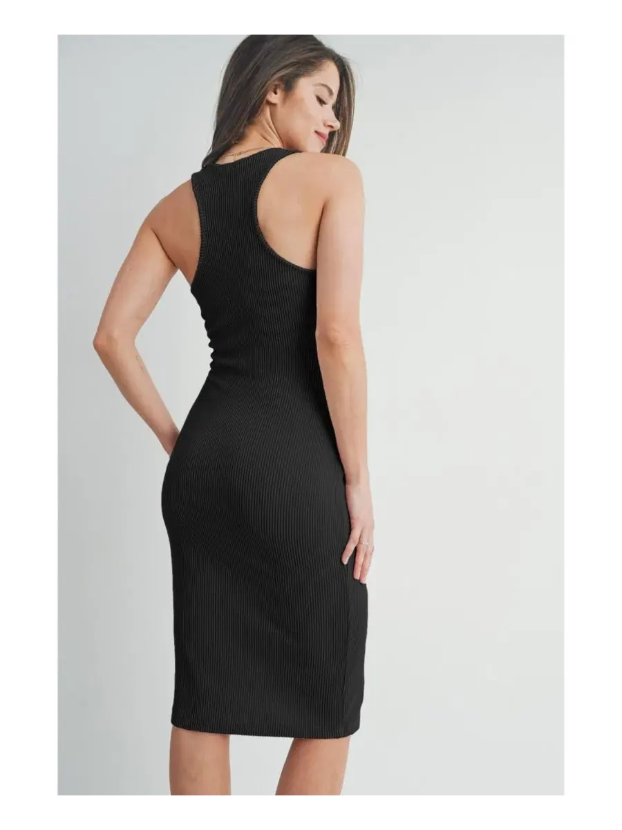 Платье для беременных из рибаны без рукавов, модель Maternity Ribbed Sleeveless Bodycon Tank Dress — изображение 3 из 4