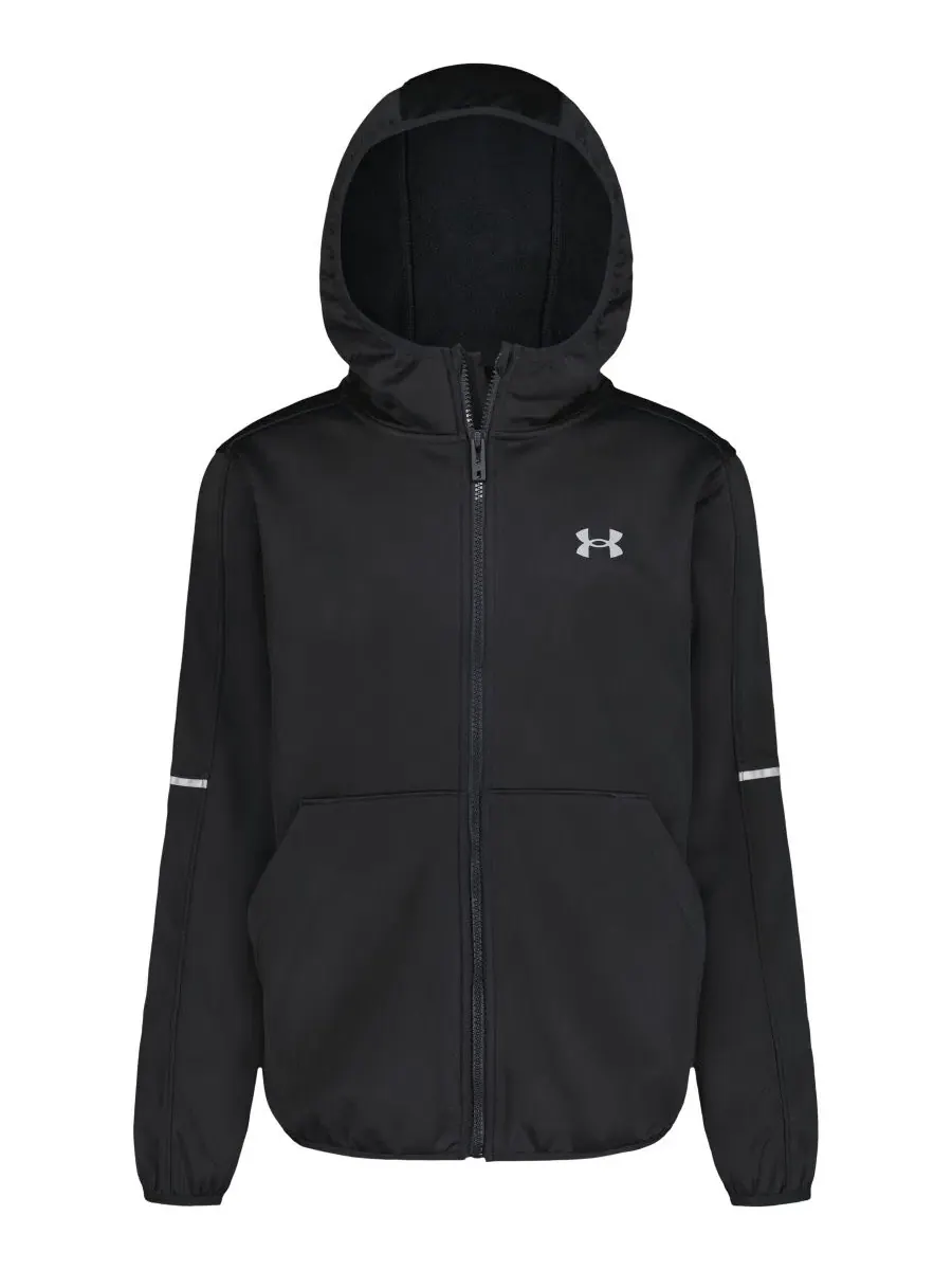 Ветрозащитная куртка с капюшоном, молнией, длинным рукавом, модель Solid Logo Full-Zip Windproof