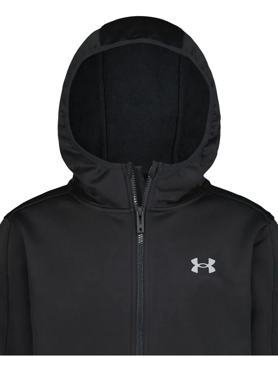 Ветрозащитная куртка с капюшоном, молнией, длинным рукавом, модель Solid Logo Full-Zip Windproof — изображение 5 из 7, черный