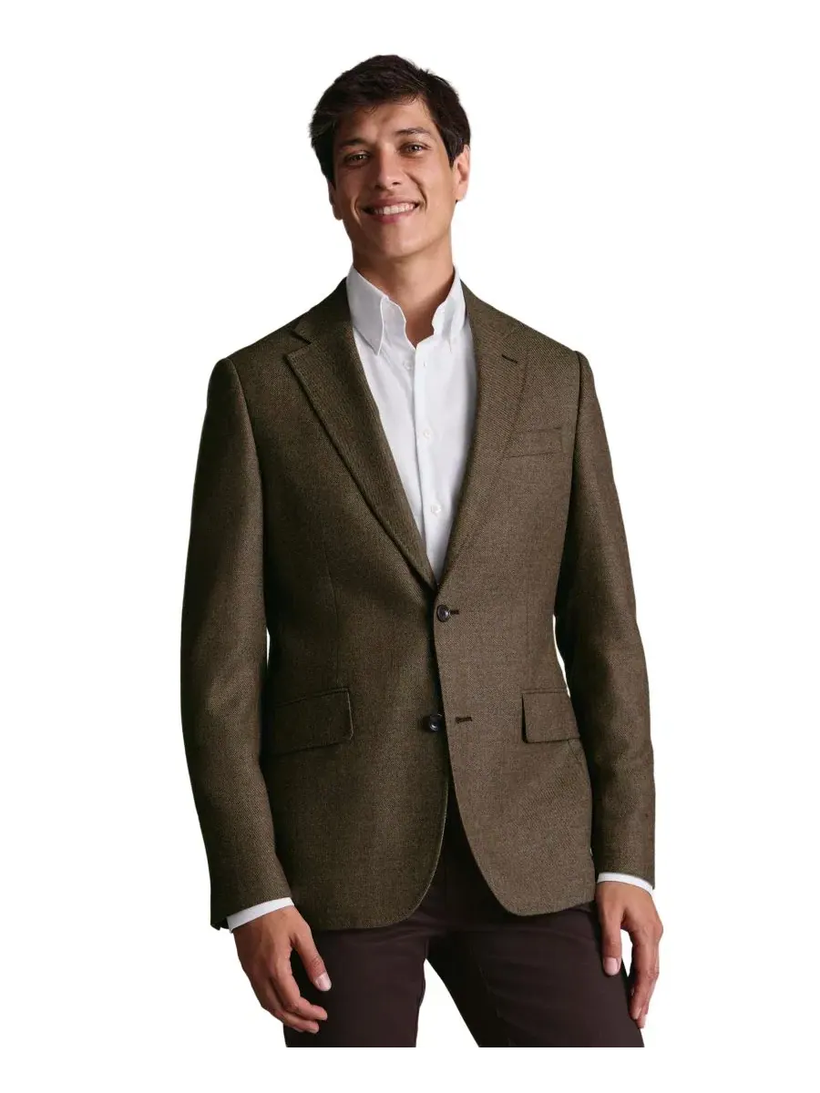 Пиджак мужской slim fit с лацканами Charles Tyrwhitt — бежевый