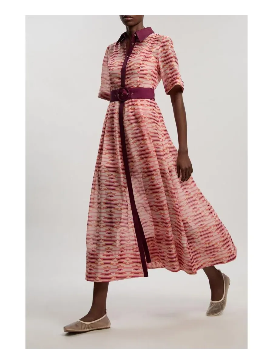 Платье-рубашка миди с коротким рукавом Geo Print Karen Millen — изображение 6 из 7, мульти