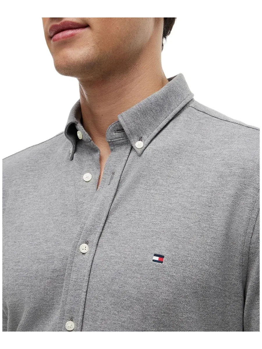 Рубашка с воротником на пуговицах, длинным рукавом, из хлопка Tommy Hilfiger — изображение 3 из 4, серый