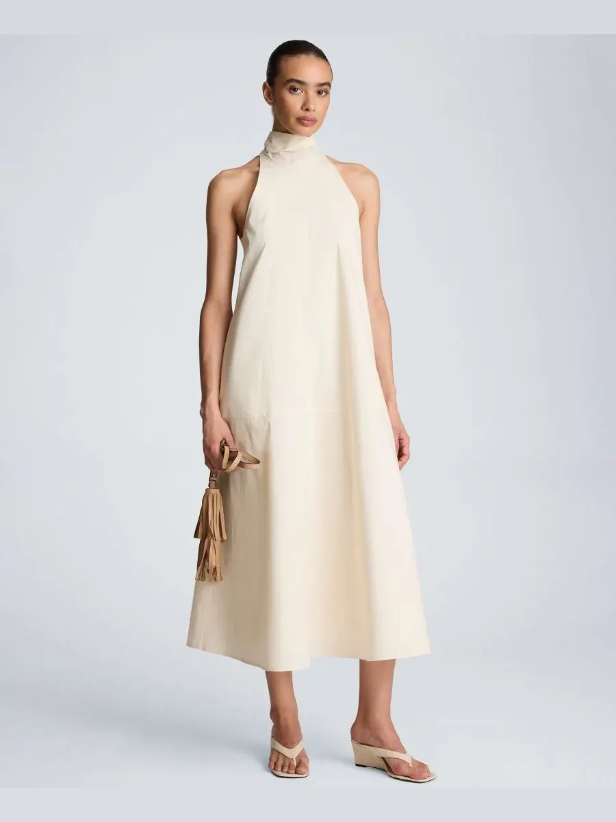 Платье миди с завязкой на шее и открытой спиной Kenneth Cole — изображение 1 из 5, устрица