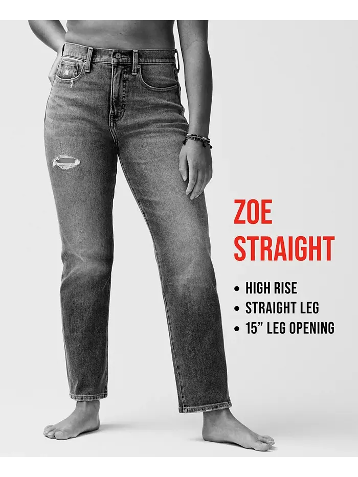 Женские джинсы Zoe с высокой посадкой и прямыми штанинами Lucky Brand — изображение 4 из 4, серебристый