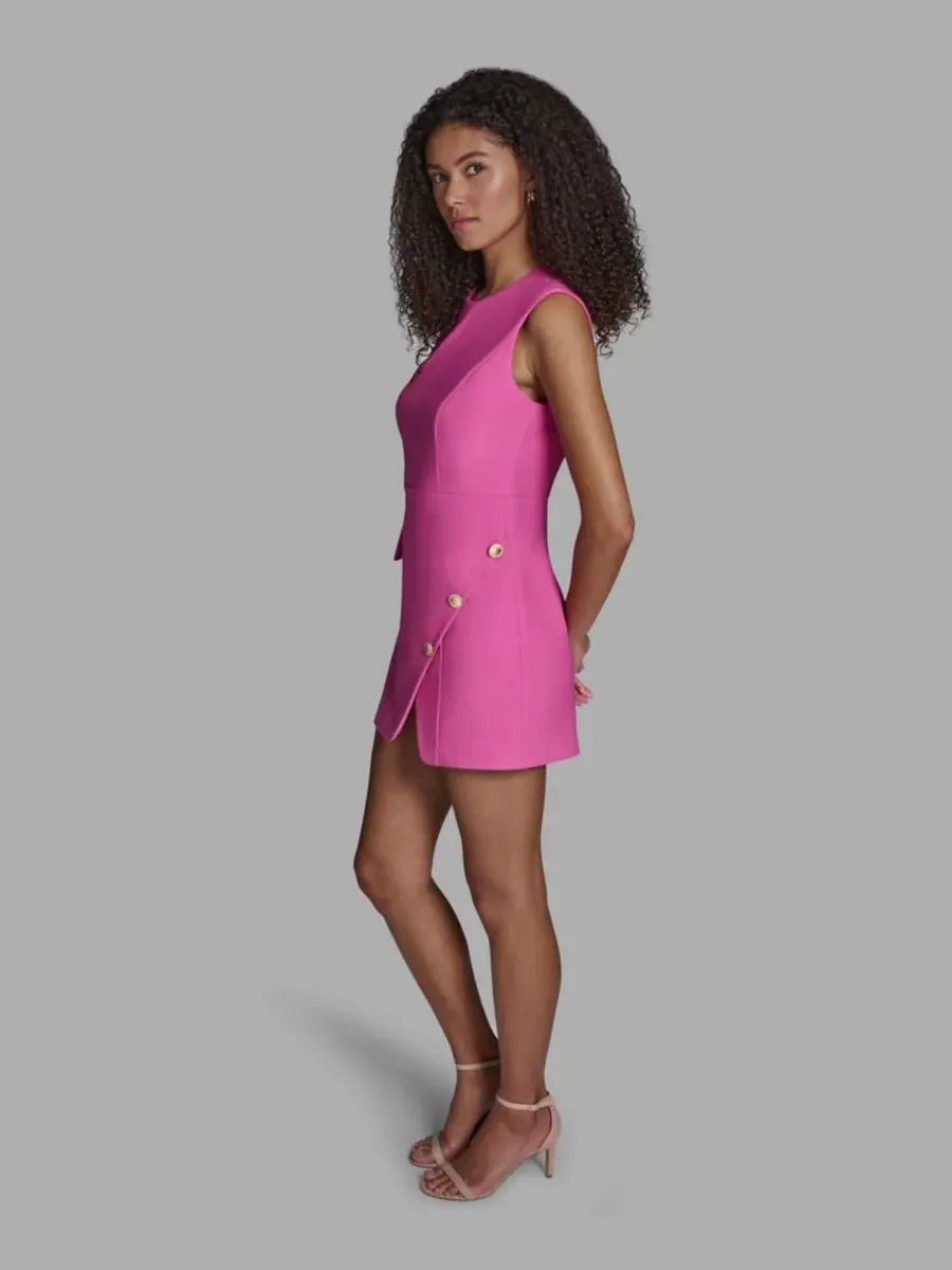 Женское асимметричное платье-футляр из саржи с круглым вырезом BCBG — изображение 3 из 5, розовый