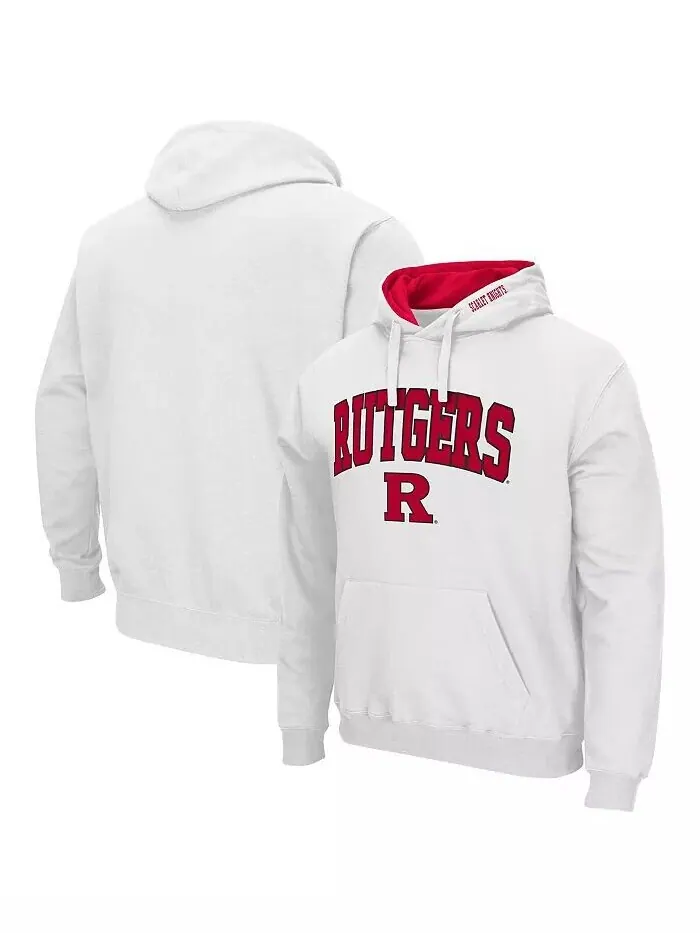 Мужской белый пуловер с капюшоном Rutgers Scarlet Knights Arch and Logo 3.0 Colosseum — изображение 1 из 3