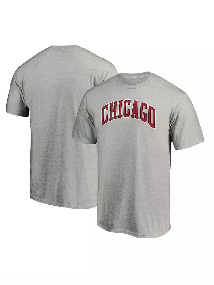 Мужская футболка с альтернативным логотипом Chicago Bulls, серая, меланжевая Fanatics — изображение 1 из 3
